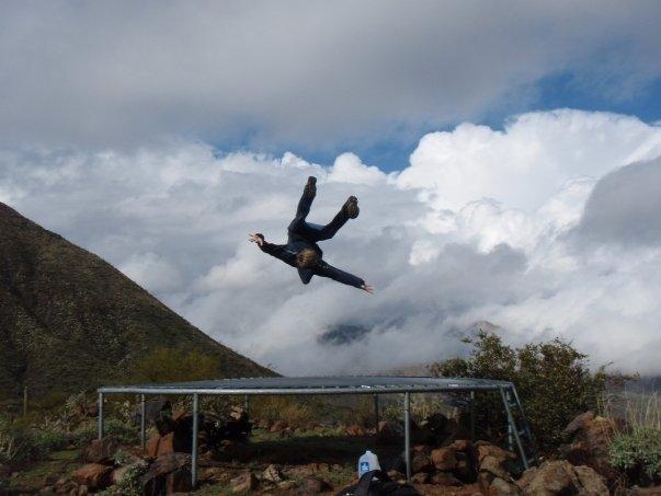 Bill Beamishs son, Mike, had time on his hands in early 2009, so he and his buddies carried a trampoline to the top of an Arizona mountian and just started bouncing!