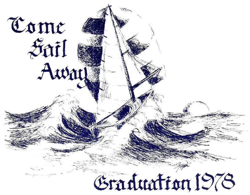 Cover of our graduation program drawn by classmate Cindy Frost