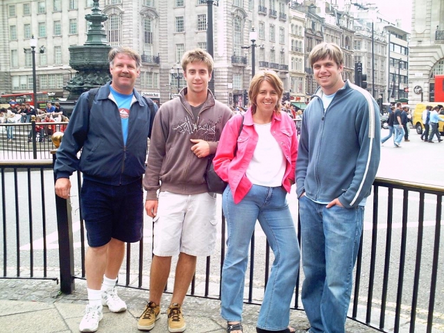 Team Captain Don Barker roaming the streets of London with his family in 2006