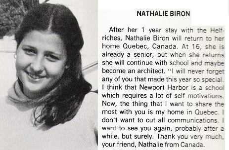 The Helfrich Family hosted Nathalie Biron