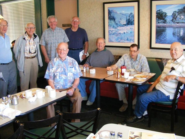 These old-timers are all NHHS alumni who meet at Dennys restaurant every Thursday for breakfast.  Front and center is Woody Hadley, who was a NHHS Freshman the day our school opened in 1930!  He graduated in 1934 and though he is now 92 years old, Woody s